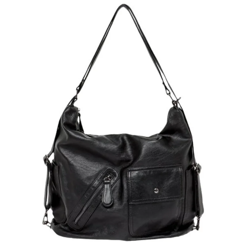 

Винтажный рюкзак из мягкой кожи, многофункциональная женская сумка через плечо большой вместимости, регулируемый ремень, функциональная сумка-тоут на молнии