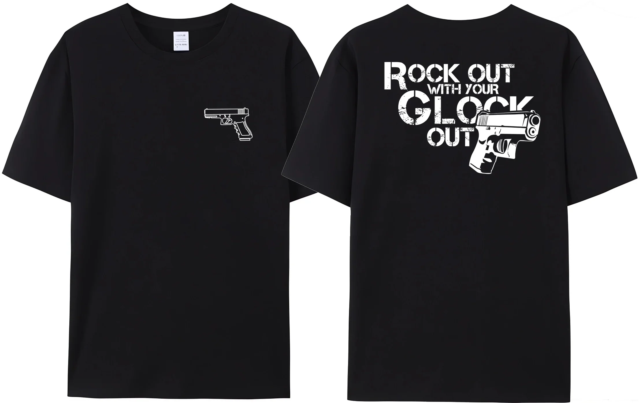 

Funny 2024 Glock Weapon Enthusiast Sharpshooter T-Shirt Skull Pattern Men's Casual High Precision Design Cotton Shirt S-3XL