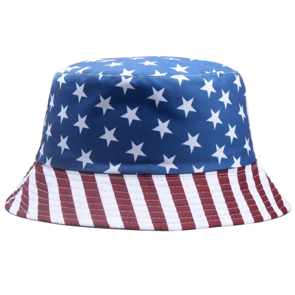 Fasion Double Sided Fisherman Hat Sun Visor Versatile USA Flag Sun Basin Hats