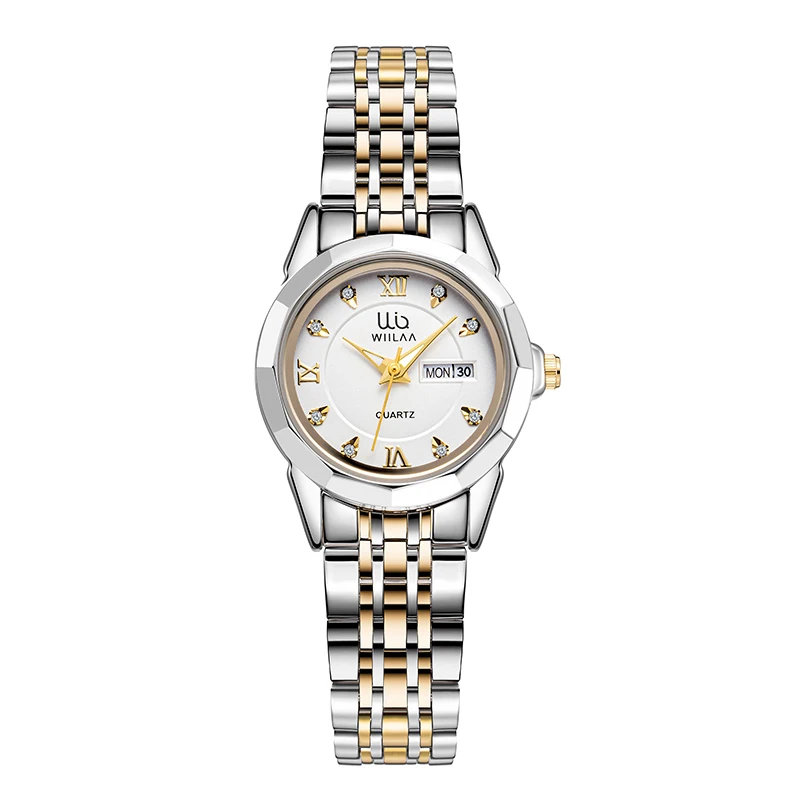 Wprospects-Montre à quartz pour femme LAA, classique, semaine, date, design minimaliste, or, acier inoxydable, diamant, marque de luxe