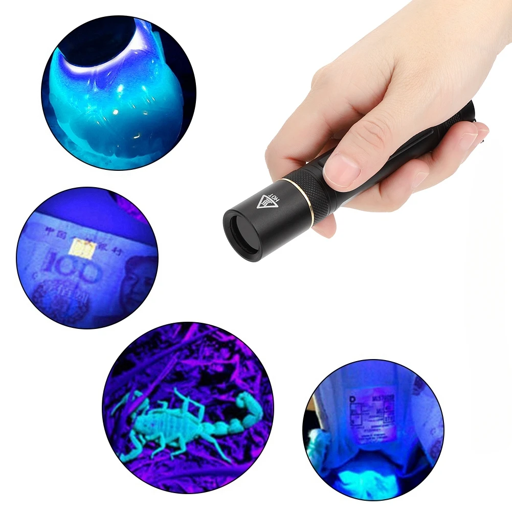 

UV Flashlight 365nm Black Light Ultraviolet Lamp Torch Powerful Mini LED Blacklight Flashlights for Pet Urine Stains Scorpions