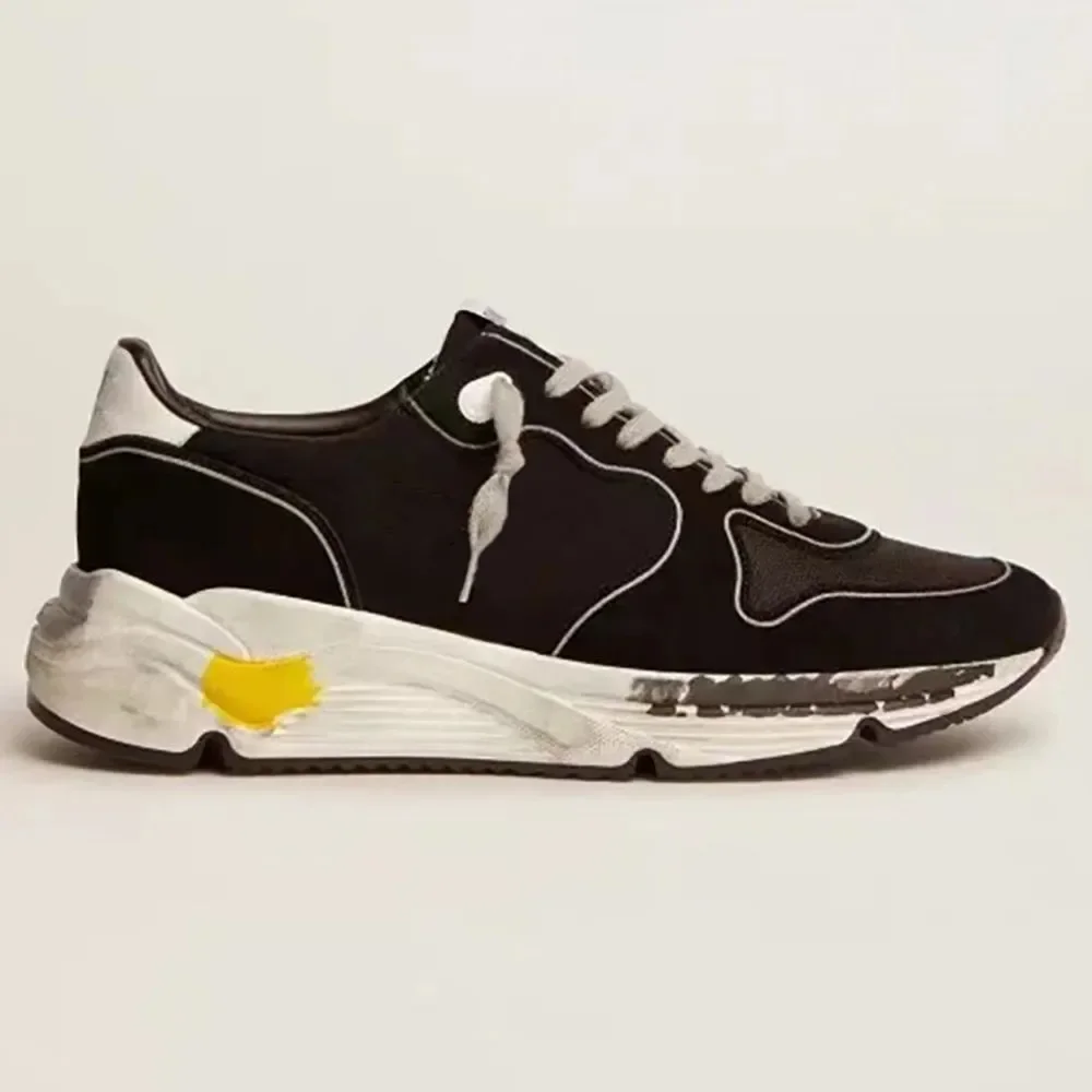 2025 Primavera y novedad de verano, zapatos sucios pequeños desgastados retro para hombres y mujeres, zapatos deportivos con plataforma para papá para correr