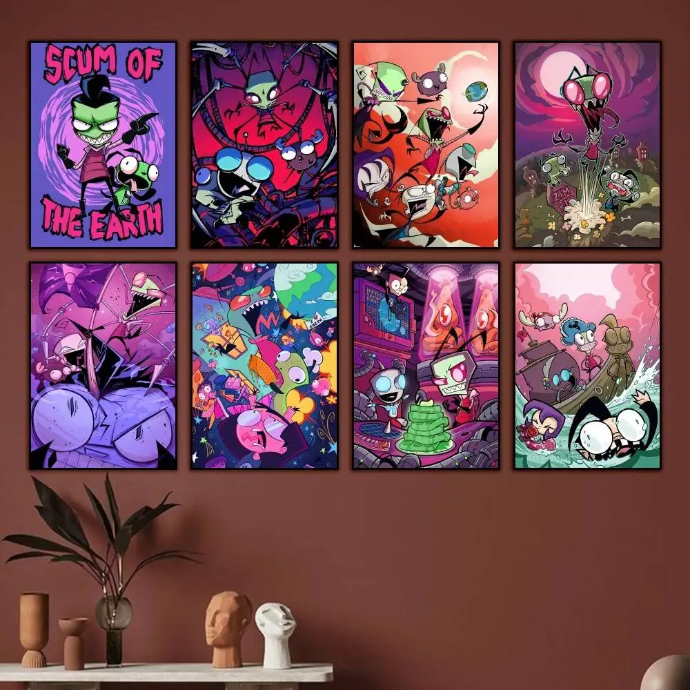 Gir-Bot Cartoon I-Invader Zim-m Poster Wall Art Print Decorative Mural Home Decor Gift Unframed Customizable