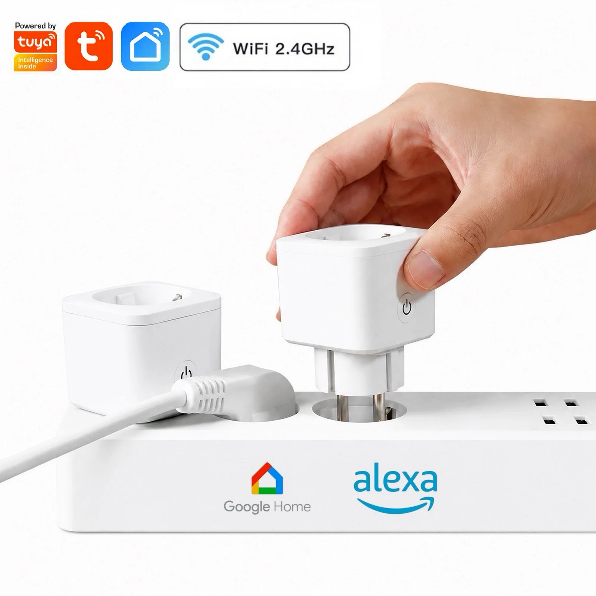Tuya EU Smart WiFi Plug 16A Socket with Power Meter Voice Control Remote Timer Compatible with Alexa Google Smart Life