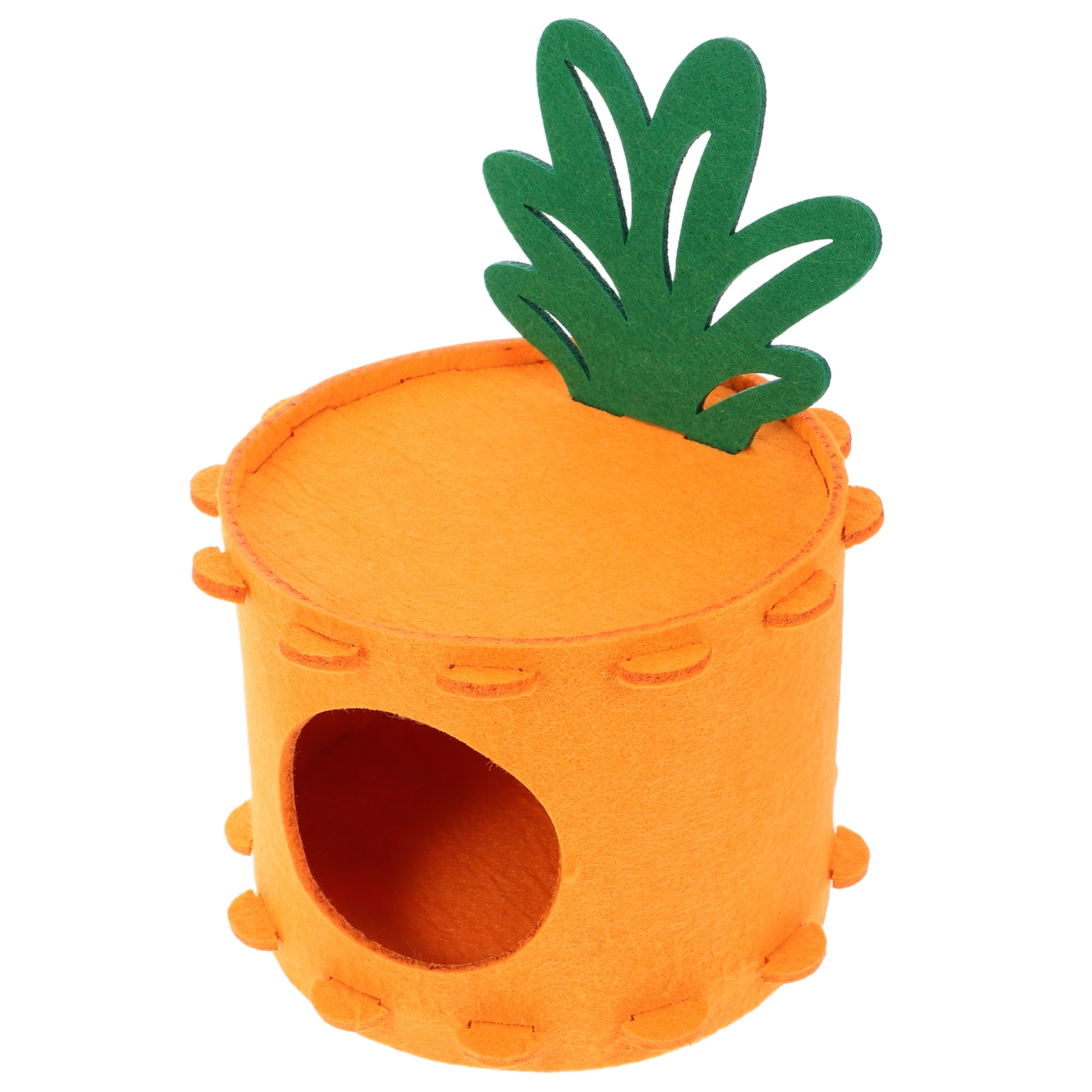 

Cozy Felt Pet Nest For Hamster Rabbit Squirrel Small Animals Carrot Tree Stump Design Easy Clean Detachable Portable Nesting Bed