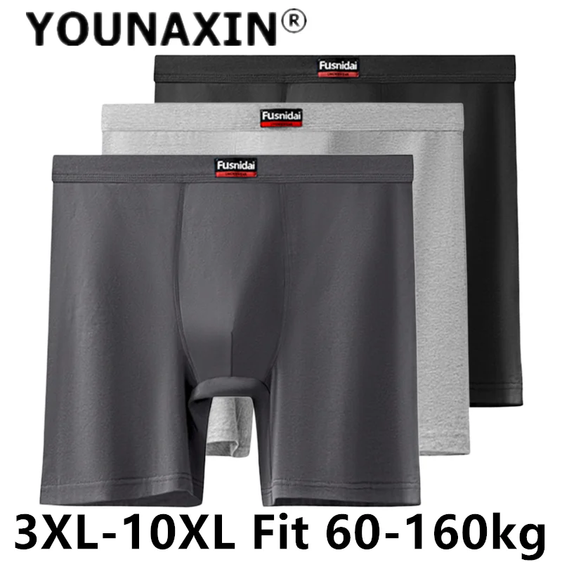 

3 Pcs Men Big Size Underwear Long Leg Panties Oversize Underpants Cotton Undies Loose Shorts 3XL 4XL 5XL 6XL 7XL 8XL 9XL 10XL