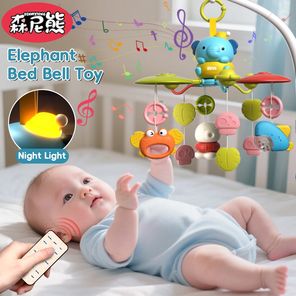 SENNIXIONG Bambino Musica Luce Rotazione Elefante Lenitivo Letto Campana Infantile Sensoriale Sviluppare Sonagli Montessori Giocattoli Per I Regali Del Bambino