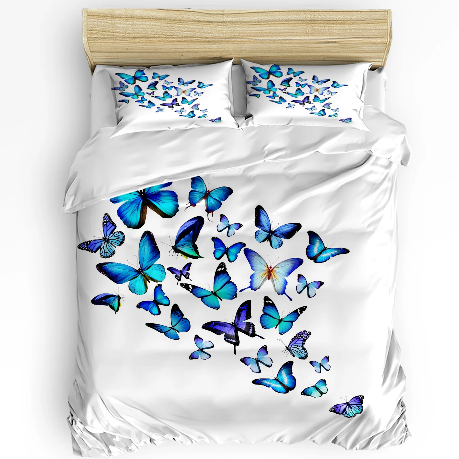 

Blue Animal Butterfly Flower Butterfly Duvet Cover Bed Bedding Set Home Quilt Cover Pillowcases Bedroom Bedding Set No Sheet