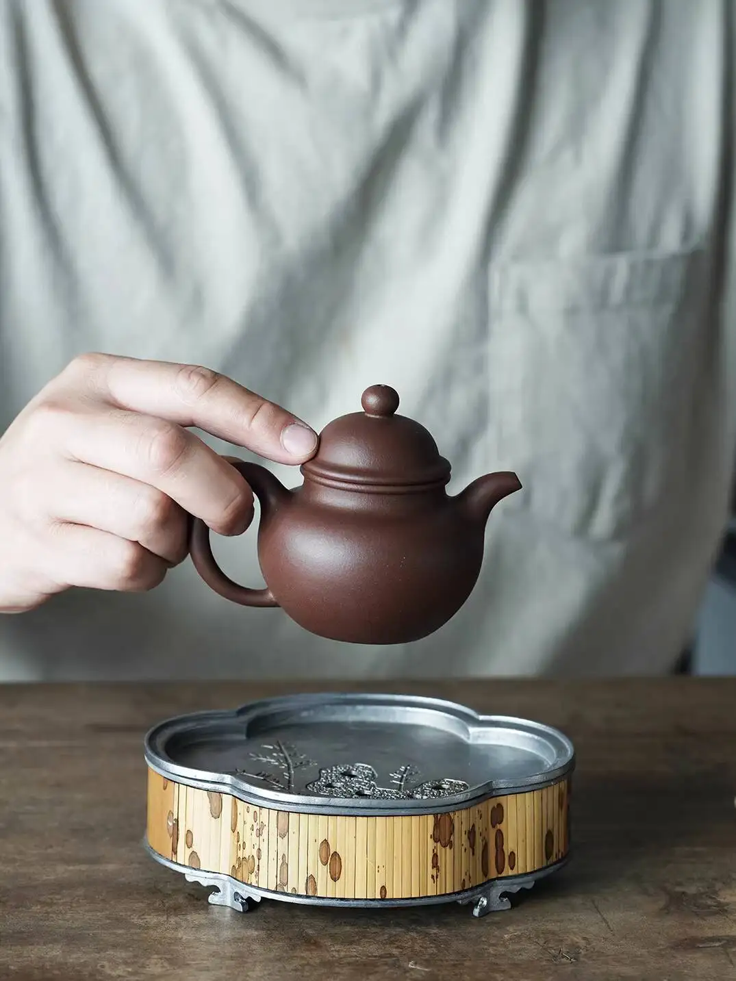 Yixing Clay Original Purple Clay Shouzhen Ball-Shaped Teapot Handmade Small Tea Pot For Home Use 150Cc