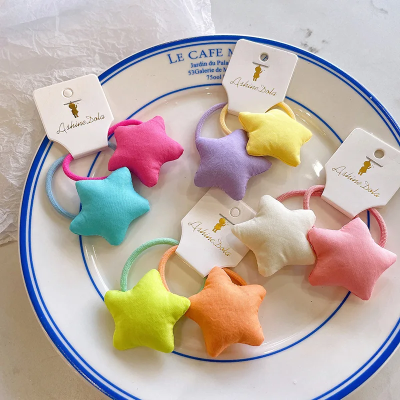 

Новые тканевые резинки для волос с подкладкой в виде звезд для девочек, разноцветные эластичные резинки для волос, милые детские резинки для хвостиков, аксессуары для волос