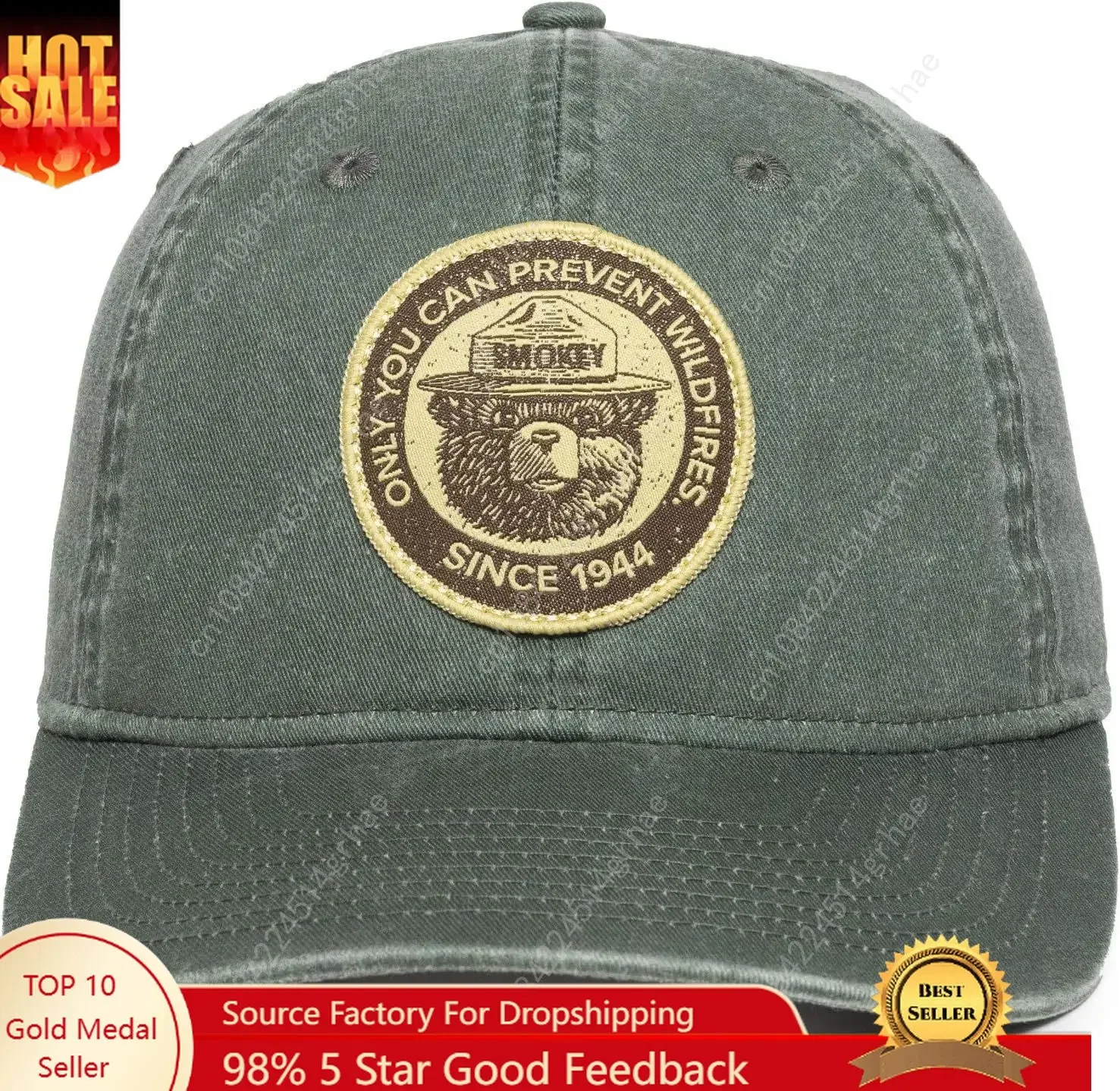 

Outdoor Cap 1944 Smokey Bear Dad Cap, Dark Green, One Size Fits Most