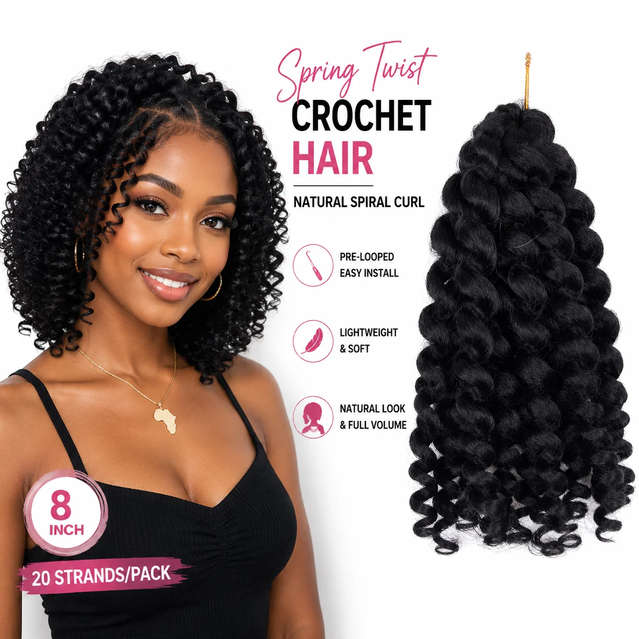 Crochet Braiding Hair - 8 Inch Jumpy Wand Curl Crochet