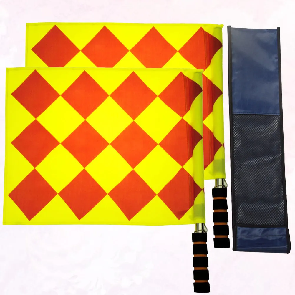2Pcs Football Judge Flag Durable Waterproof Oxford Cloth Lightweight Mini Hand Flag for Football Game Supplies view 2
