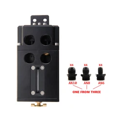 Universal 500ML Aluminum 4 Ports Oil Catch Can with 300ML Oil Quantity Visible Window Design with 4 Pcs AN6/8/10 To AN10 Fitting