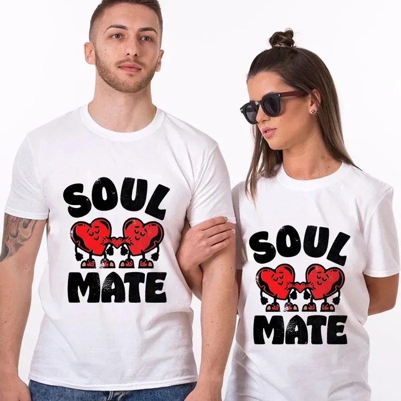 Couple T Shirts Vintage Heart Graphic T Shirt Men Women Tops Tees Honeymoon Outfits for Couples Valentines Day Outfits