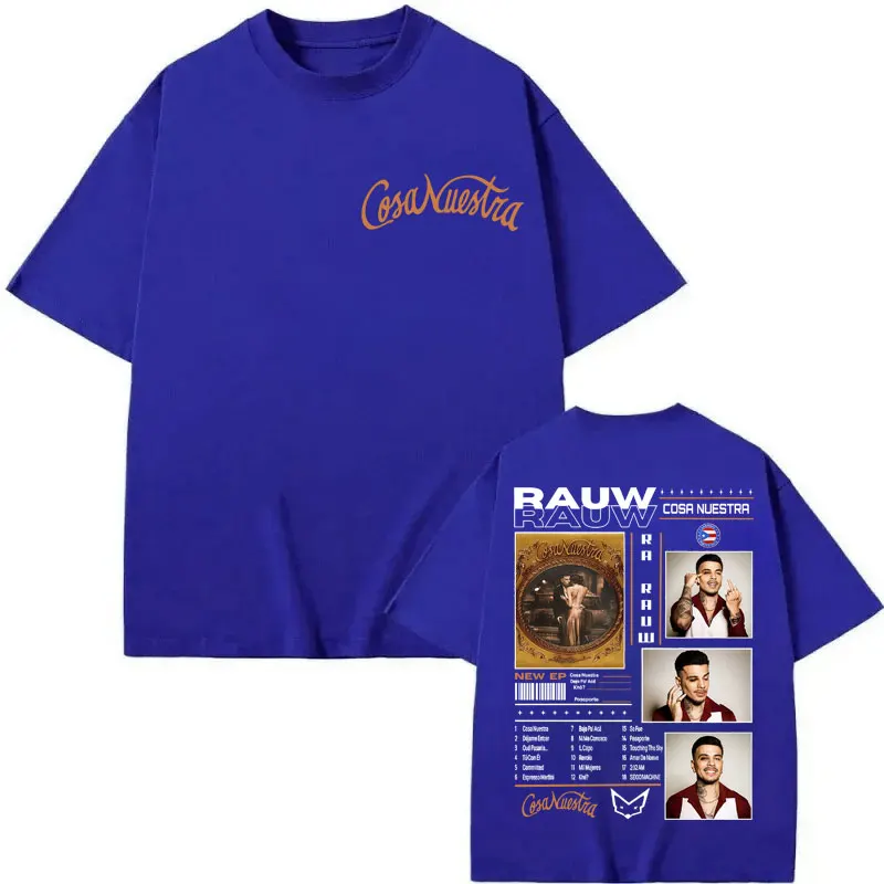 Rapper Rauw Alejandro Cosa Nuestra Merch T Shirt Men Women Clothing Fashion Hip Hop T-shirt Summer High Quality Cotton T-shirts
