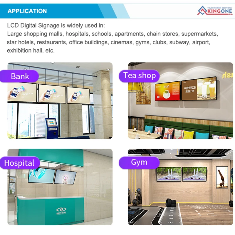Low Price Full LCD Panel Size 32 43 50 55 65 Inch Indoor Wall Mounted Smart Signage Display Panel Digital Advertising