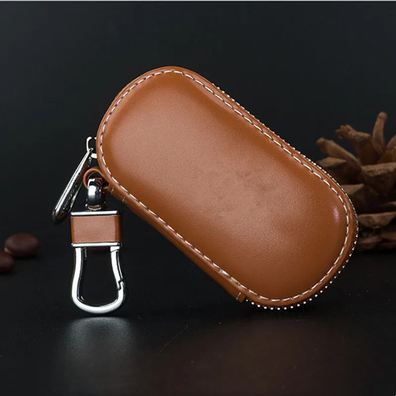 Car Key Pouch Bag Case Wallet Holder Chain Key Wallet Ring Collector Housekeeper Pocket Key Organizer Smart Leather Keychain