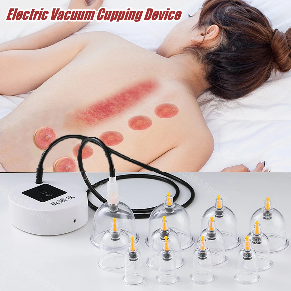 12Pcs Massage Vacuum Cupping Therapy Set Thicker Magnetic Aspirating Cupping Cans Acupuncture Massage Suction Cup With Tube Jars