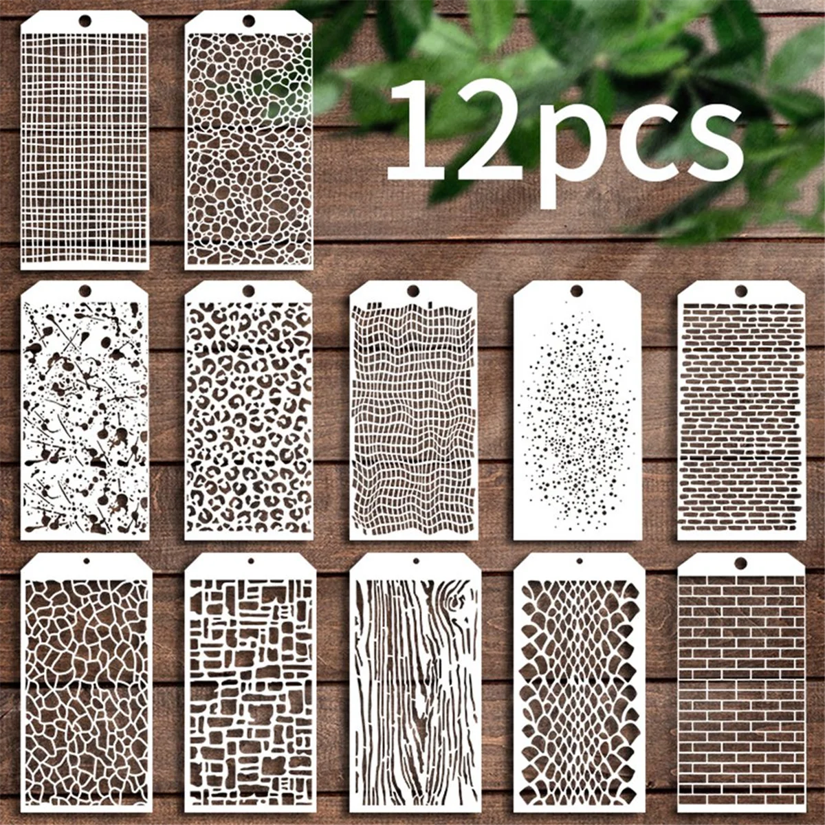 CYL-12 Pieces Stencils for Crafts, Brick Dot Layering Stencils Mixed Media Art Texture Stencils for Painting on Card Making