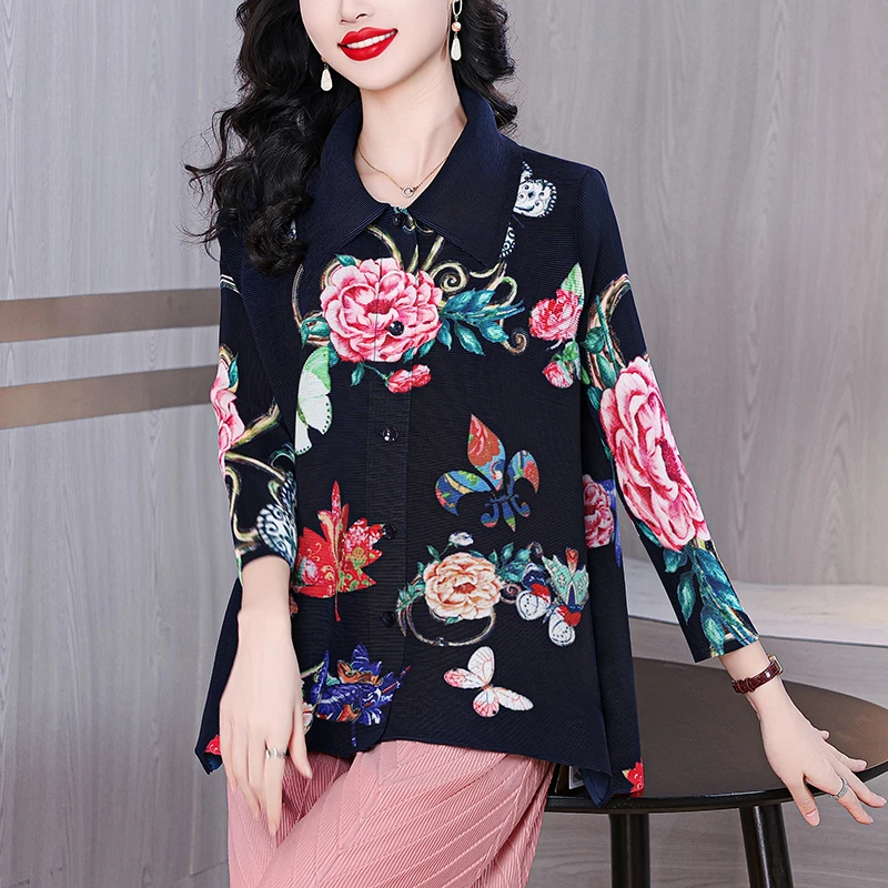 

Women's Pleated Jacket Spring Summer 2025,single Breasted Cardigan and A Loose Fit Stylish Versatile Small Shirt for Slimming