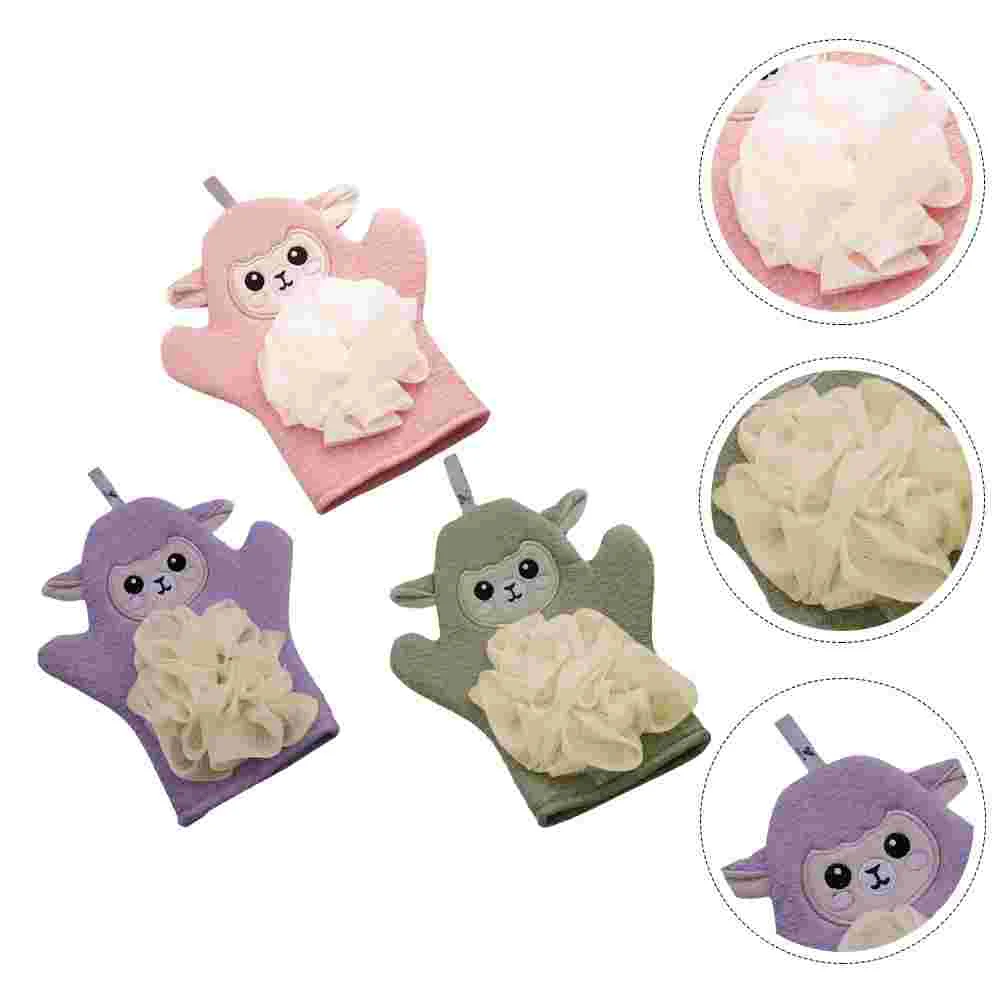 

3 Pcs Monkey Bath Towel Cleaning Tool Child Towels Body Scrubber Gloves for Kids Bathing Supplies Exfoliating Pe Washing Tools