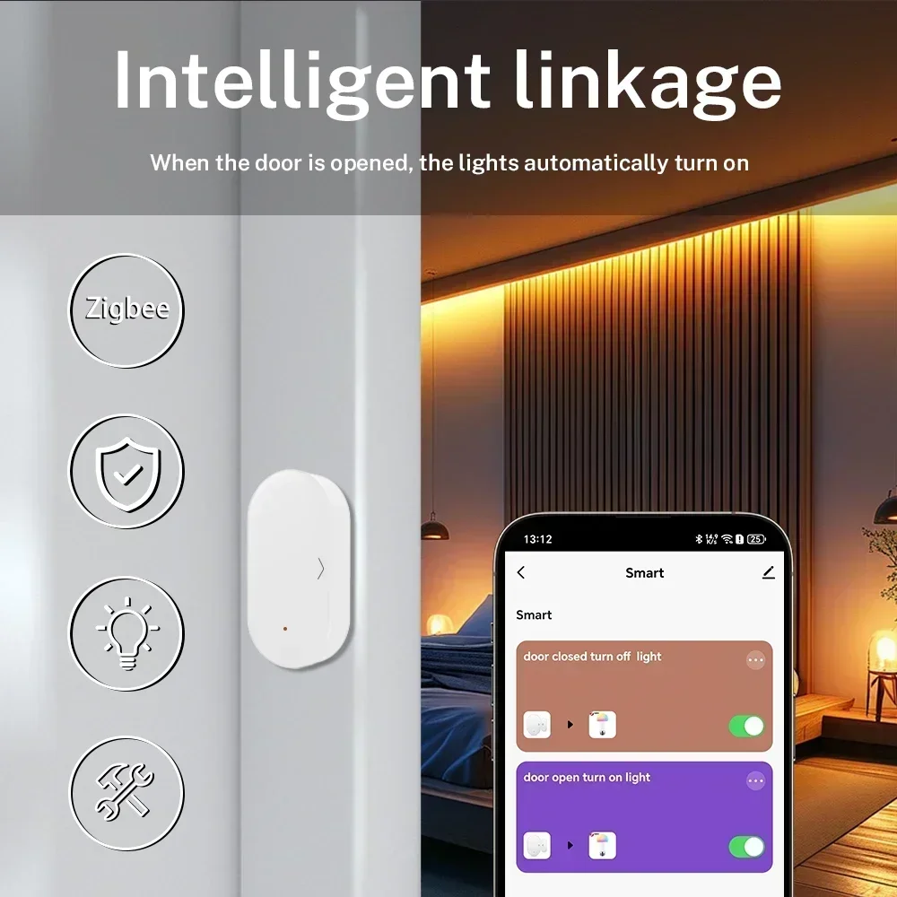 Zigbee 3,0 tuya Sensor de puerta Sensor de ventana seguridad del hogar para Smart Home aplicación Smart Life Compatible con Alexa Google Assistant