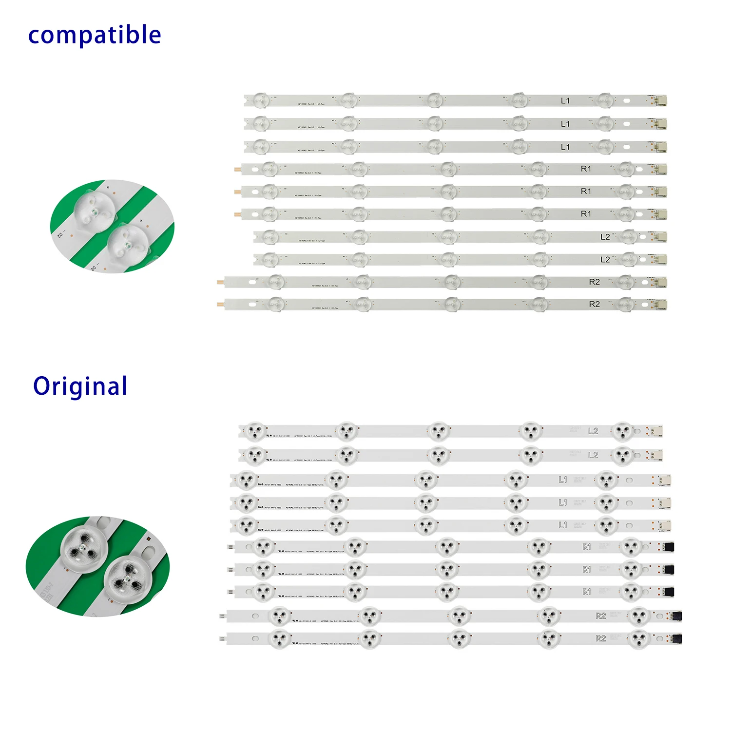 100 pz/10 set Nuova striscia di Retroilluminazione A LED Per 6916L-1412A 1413A 1414A 1415A 42LP360H 42LN540 6637L-0025A 42LN575