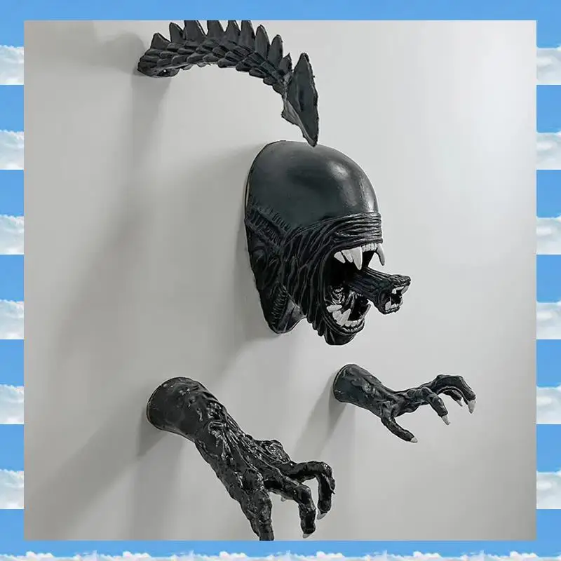 A11I Giant Xenomorphhead Xenomoprh Wall Art Xenomorph Mask Facehugger Mask Towel Rack Hooks
