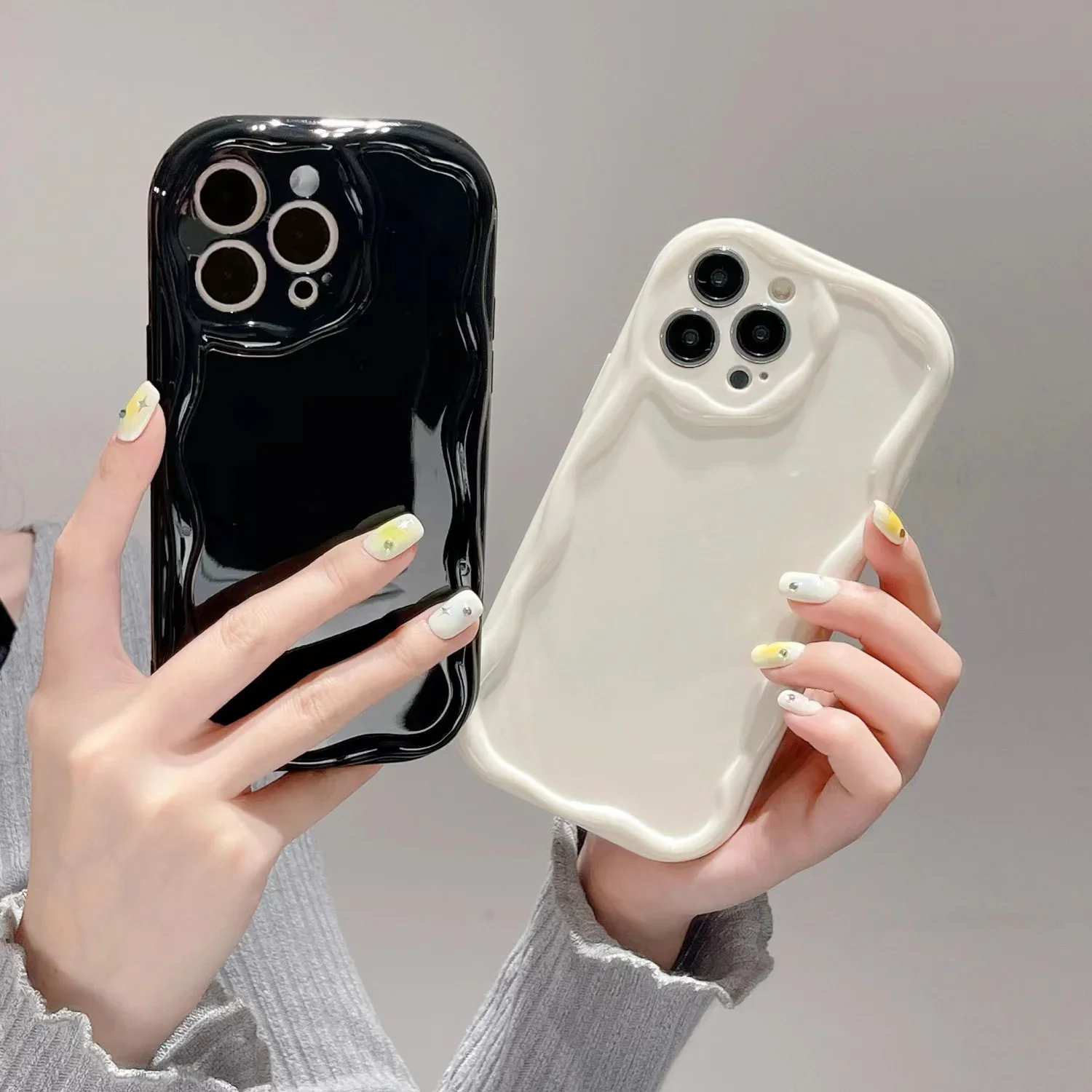 Soft Transparent Shockproof Phone Case For Samsung S24 S23 S22 Ultra S21 S20 FE A55 5g A25 A54 A34 A15 A23 A24 Curly Wave Cover