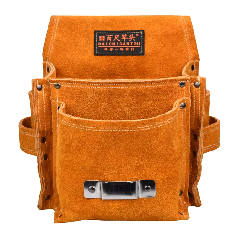 New Waist Pack Repair Tool Storage Bag Genuine Leather Hardware Tool Pocket Wrench Pliers Screwdriver Storage Bag