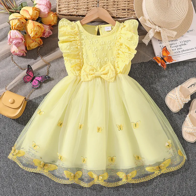 European-style Clothing 26 Summer New Style - Small Children's Sleeveless Lace-spliced Mesh Netting Sweet Princess Dress