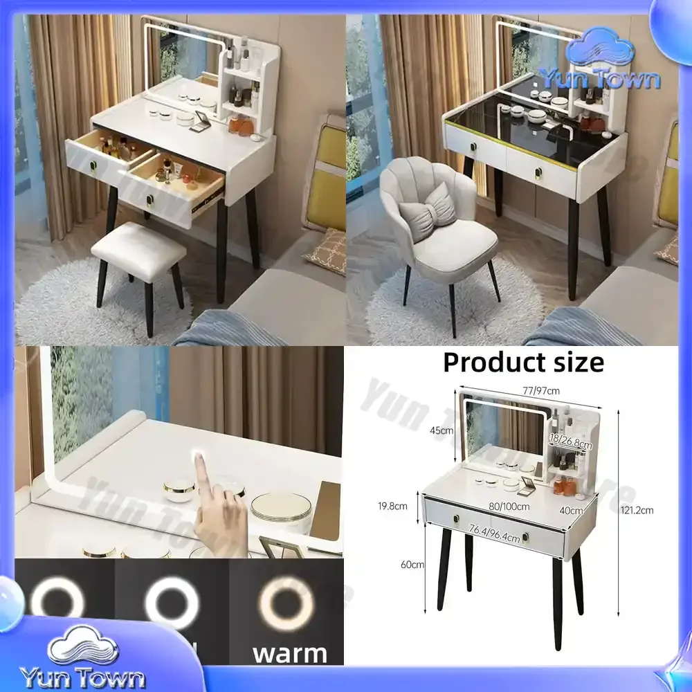 Competitive Price High Quality Led Light Mirror Multiple Storage Drawers Vanity Setup Ideal Dressing Table