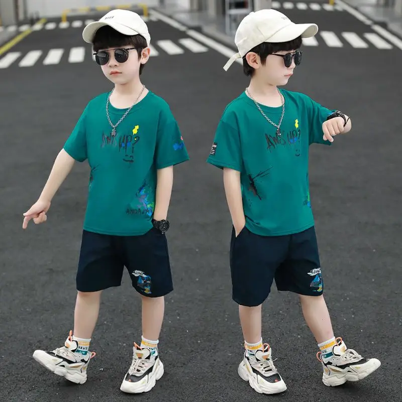 طقم ملابس أطفال على الطراز الكوري بدلة رياضية للأولاد طقم أطفال للأولاد من 4 بدلات فردية وملابس علوية مقطوعة سنوات