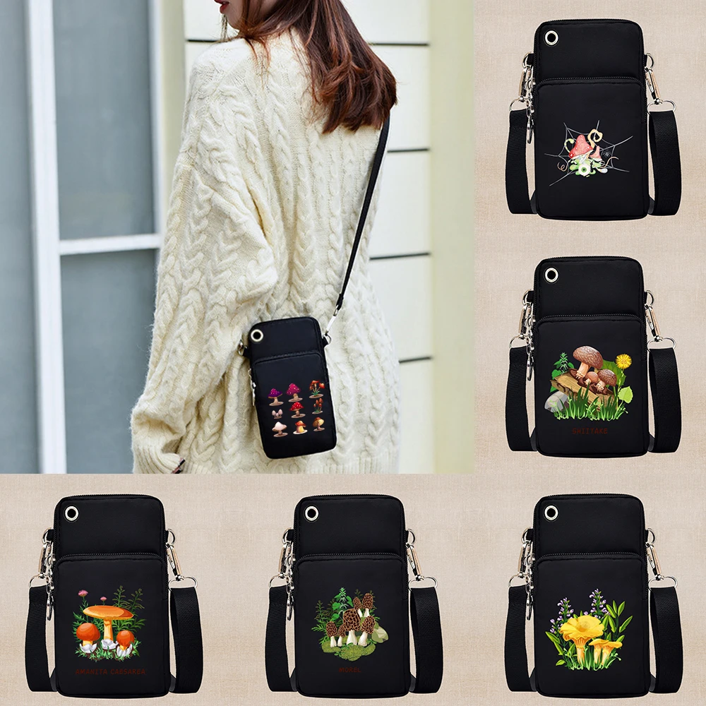 Universal Mobile Phone Bag for Samsung/iPhone/Huawei/HTC/LG Case Wallet Mushroom Pattern Outdoor Sport Arm Purse Shoulder Bag