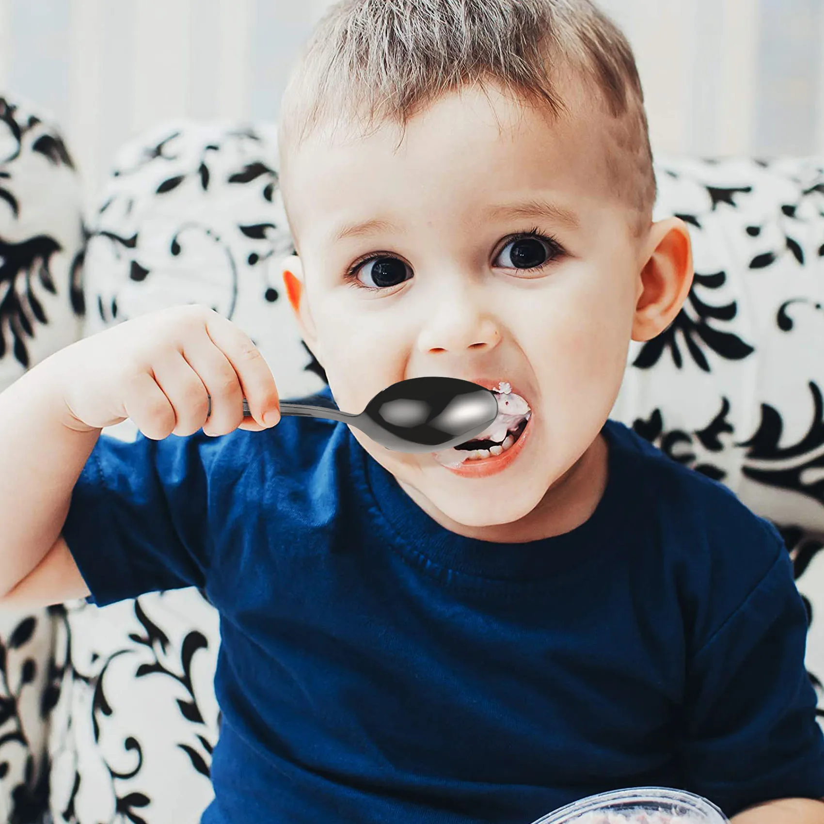 

Ложка из нержавеющей сталиЧерные чайные ложки Чайные ложки Мини-ложки для торта из нержавеющей стали совок для льда