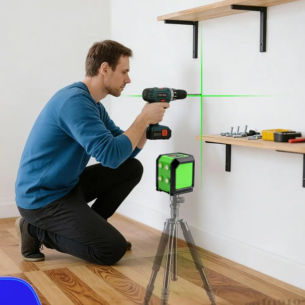 Nível a Laser IP54 à Prova d'Água para Projetos de Construção e Decoração DIY, Nível a Laser Autonivelante (Baterias Não Incluídas)