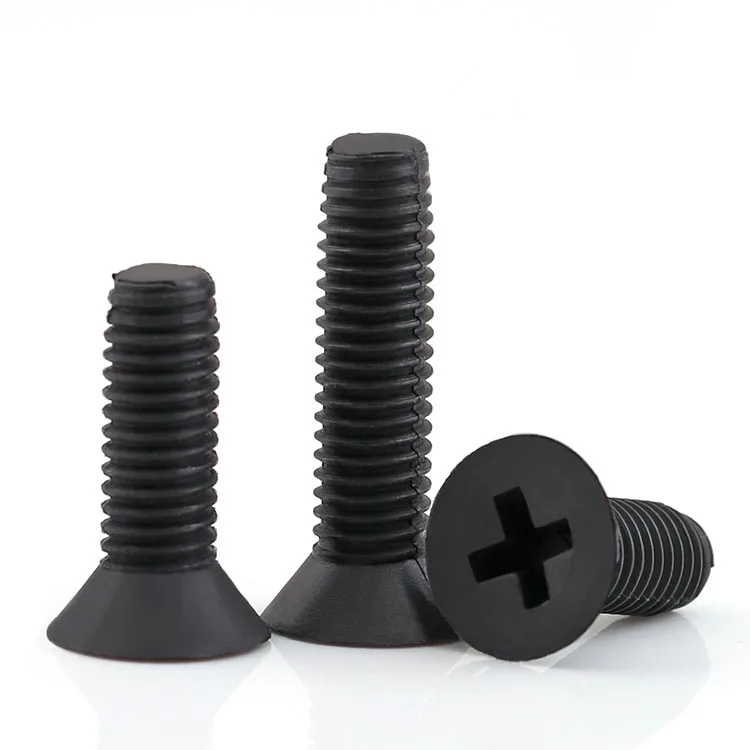 M2 M2.5 M3 M4 M5 M6 M8 Black Nylon Countersunk Head Screws Plastic Phillips Flat Head Bolts length 4~ 40mm