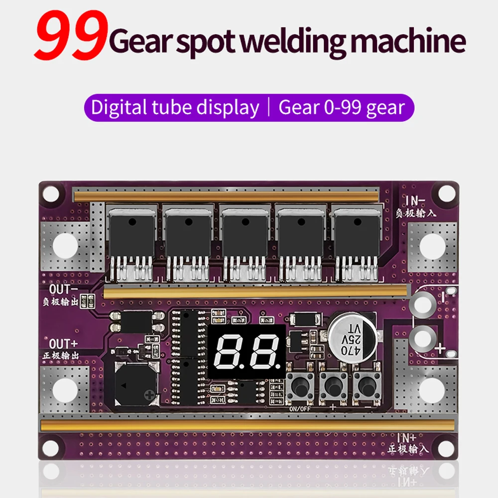 99 Gears of Power Adjustable Mini Spots Welding Machine Control Board for Welding Cylindrical Nickel-metal Hydride Batteries