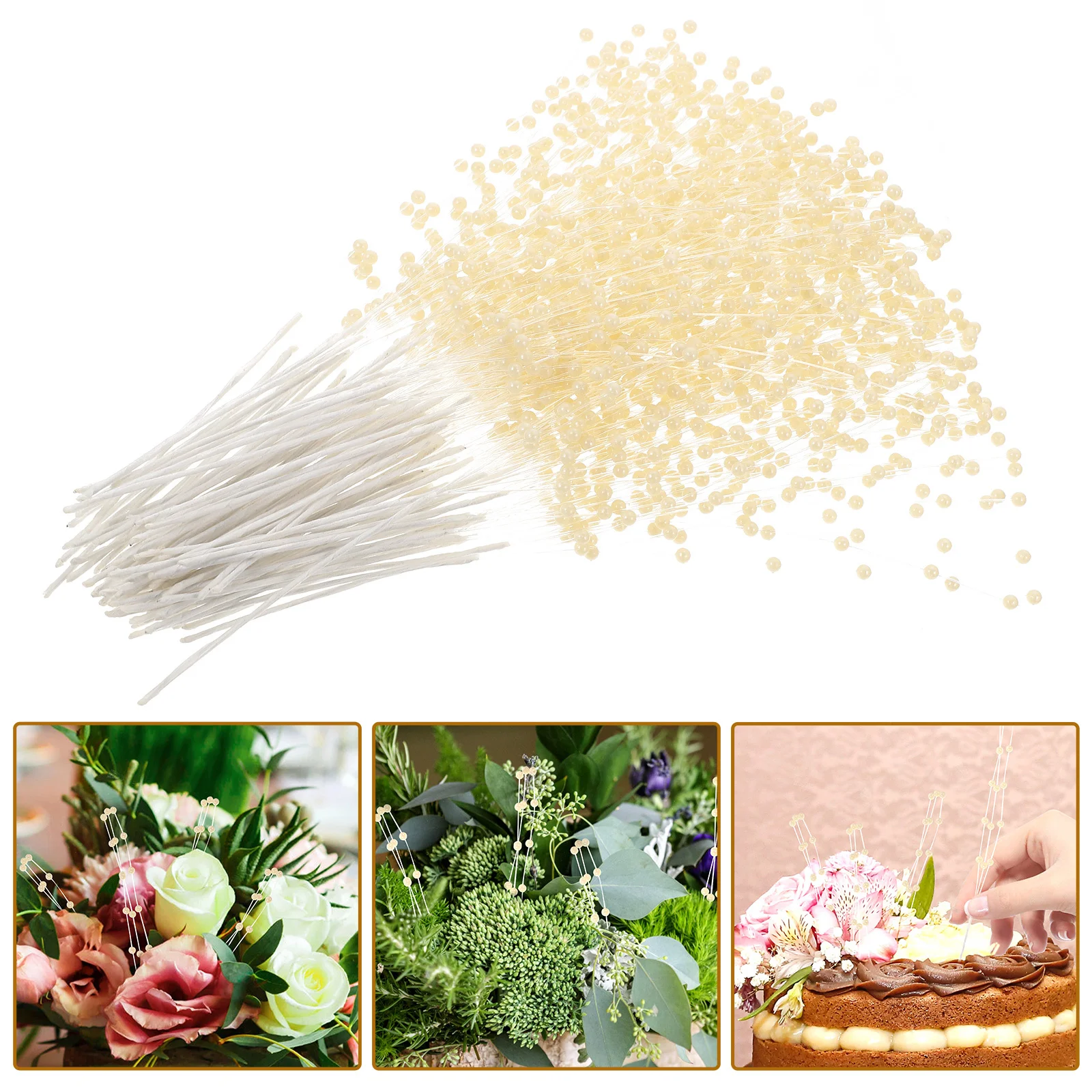 

100Pcs Exquisite Pearl Branch Modeling Cake Decor Props Creative Cake DIY Accessories for Baking Cupcake Party Dessert Topper