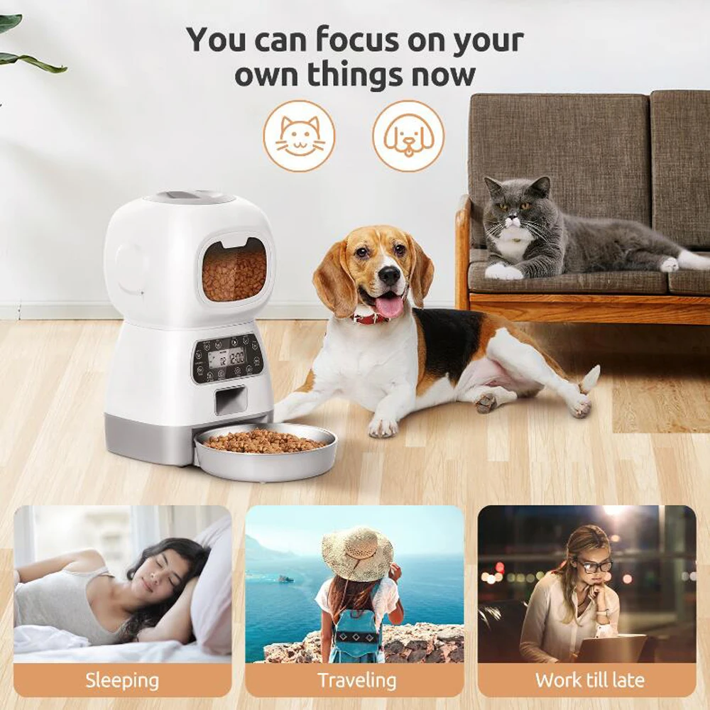 3.5L Automatic Pet Feeder Smart Food Dispenser For Cats Dogs Timer Stainless Steel Bowl Auto Dog Cat Pet Feeding Pet Supplies