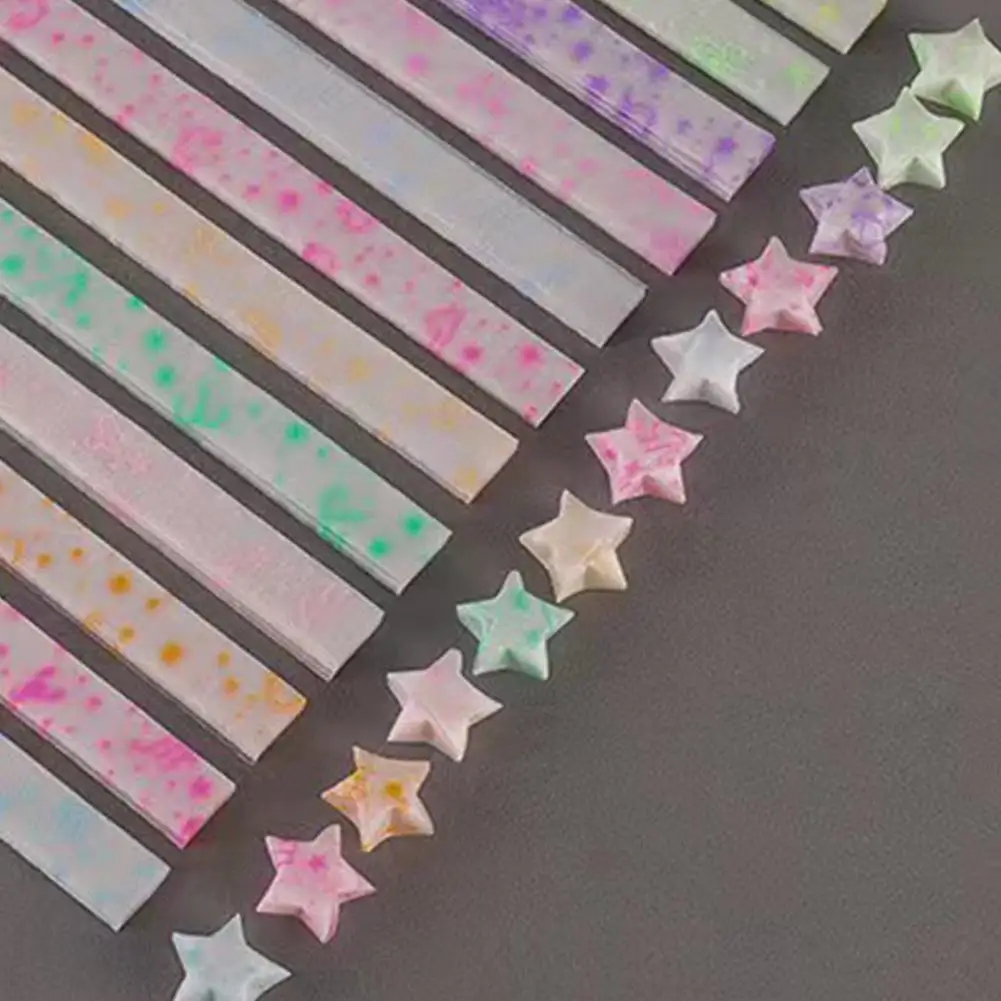 210Sheets Origami Stars Paper Gradient Luminous Star Cartoon Creative Decoration Folding Handmade Glow Origami Crafts DIY V4V9