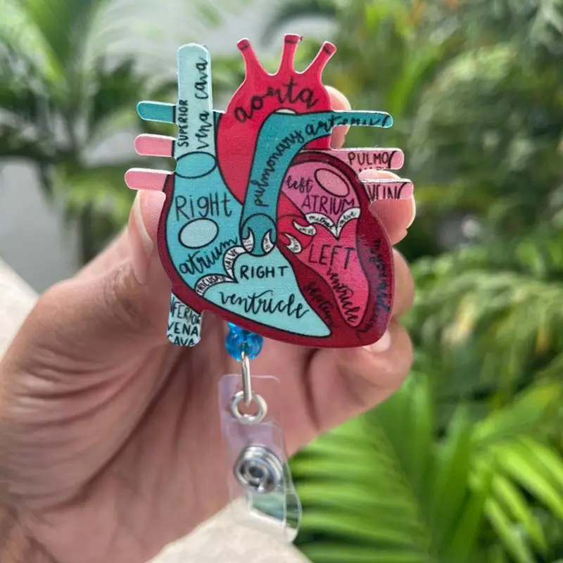 Anatomical Heart Diagram Badge Reel Telemetry Cardiology Nurse Badge Holder Monitor Tech Nursing