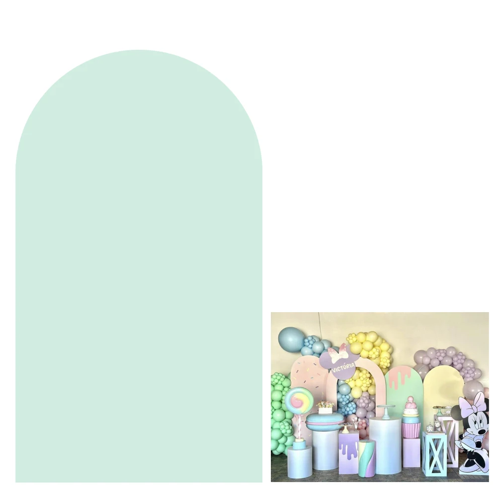 

Light Green Arched Fabric Backdrop Covers for Baby Shower Ice Cream Theme Arch Stand Cover Birthday Parties Decorations Props