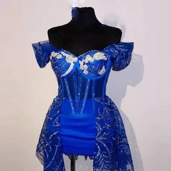 Royal Blue Prom Dresses Sequin vestidos de gala Applique Prom Dress Sweetheart Maxi Gowns Overlay vestidos de graduación