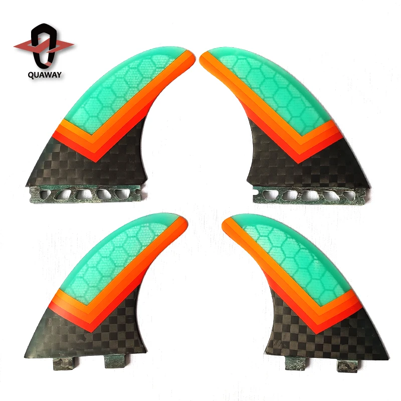 High Performance Upright Twin Fins Honeycomb Dual Tab / Single Tab Surf Fins Carbon Surfboard Fins