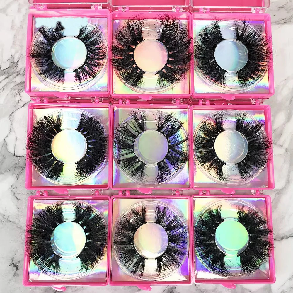 Bulk Großhandel flauschige 22-25mm Nerz Wimpern Box Paket liefert Make-up chaotisch 5d 8d Nerz Wimpern handgemachte falsche Wimpern Verkäufer – Detail 6