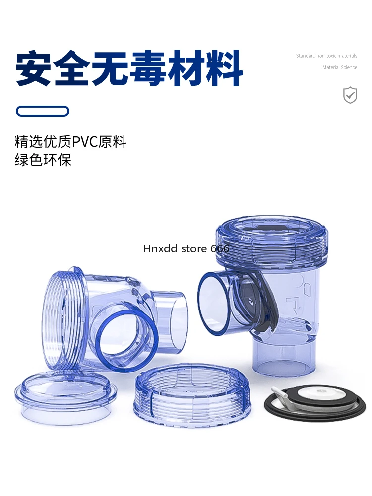 Kitchen transparent blue flap check valve pvc drain pipe