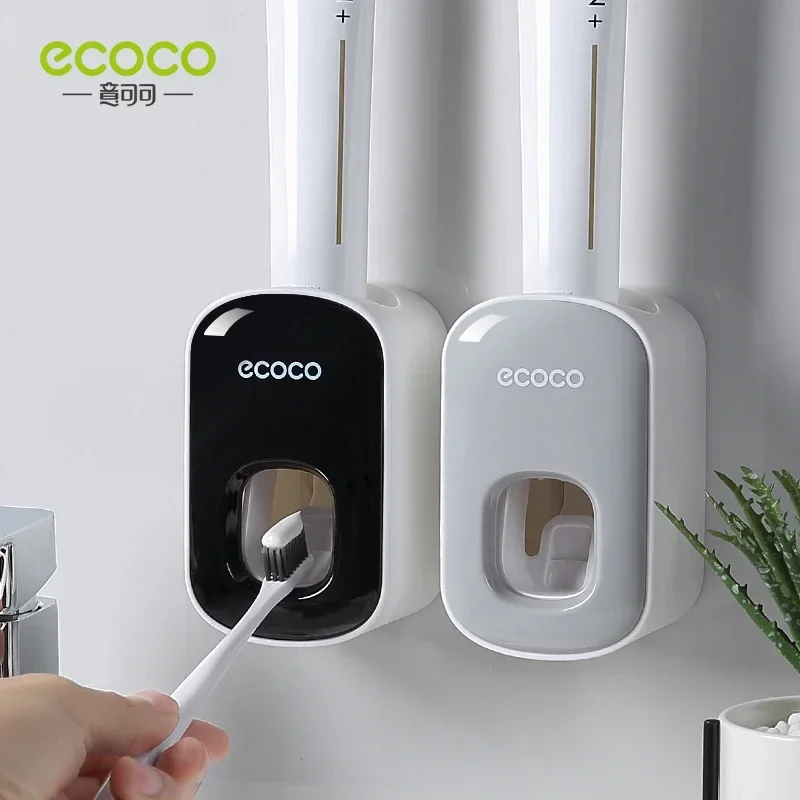 ECOCO Dispenser pasta gigi otomatis, tempat sikat gigi pemeras pasta gigi tahan air aksesori kamar mandi kamar mandi, Dispenser pasta gigi otomatis