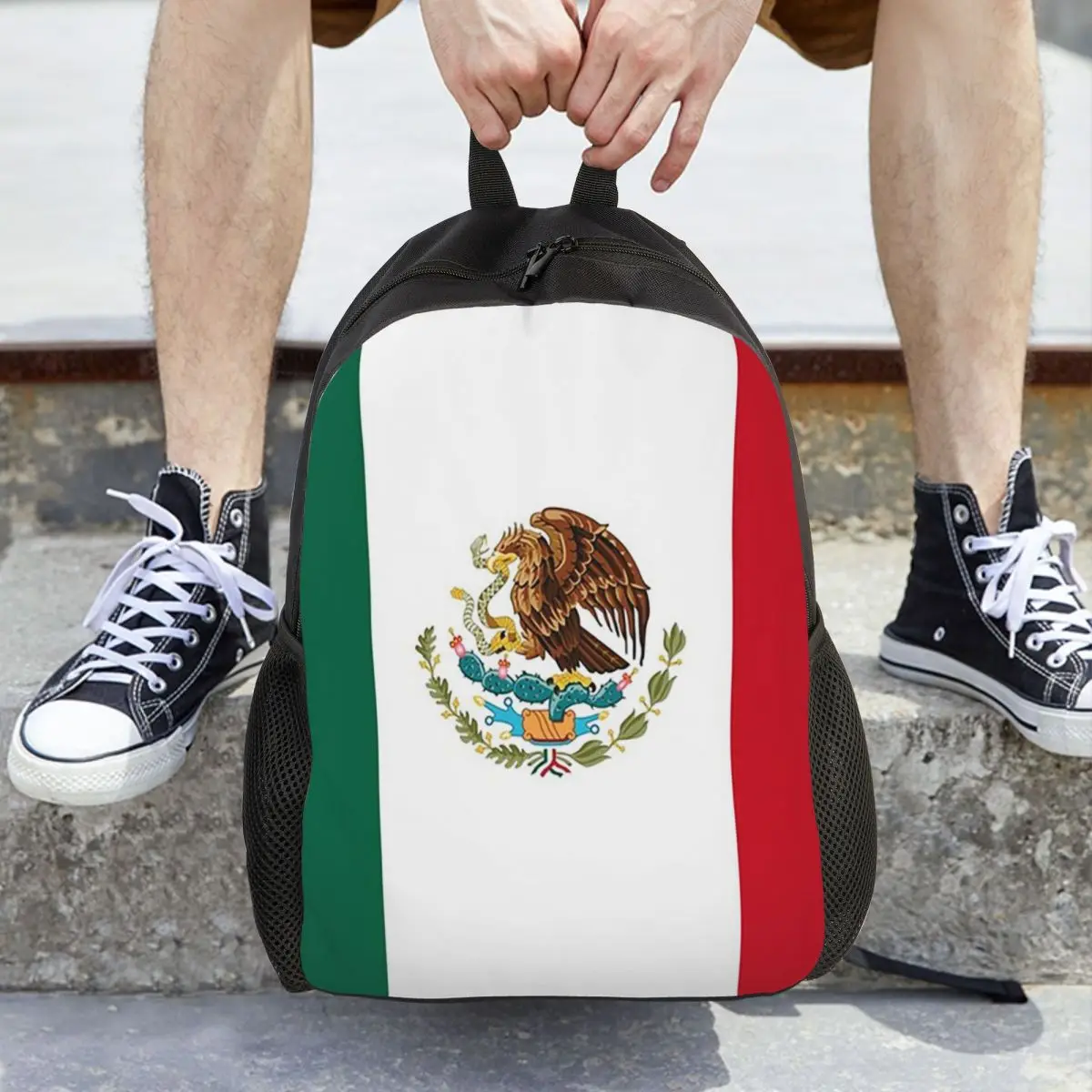 علم المكسيك، العلم المكسيكي حقيبة ظهر الطالب حقيبة مدرسية المشي لمسافات طويلة السفر Daypack للبنين بنات موضة حقيبة الكتب حقائب الكتف